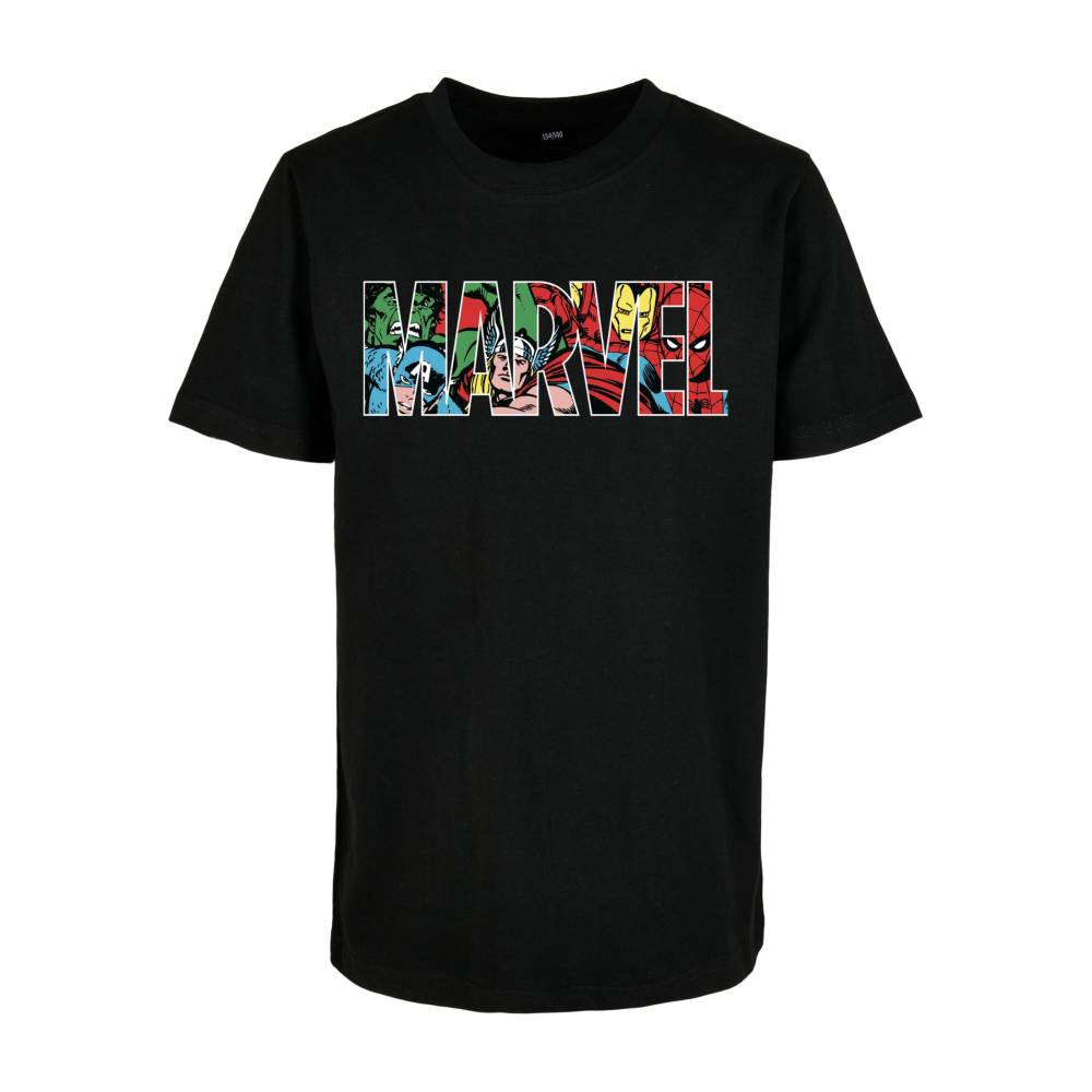 Mister Tee Marvel - Logo Charakter Kinder T-shirt - Zwart
